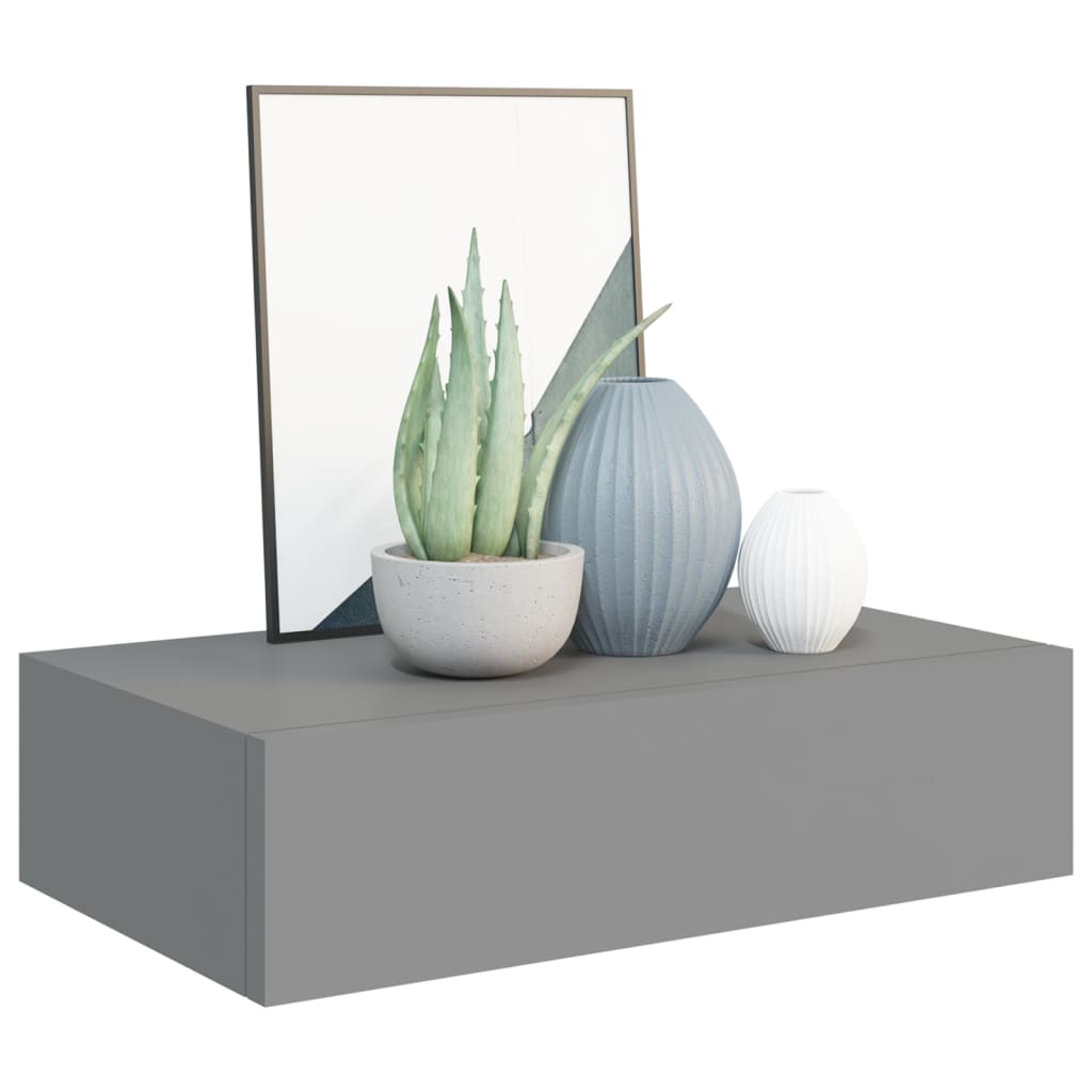 Wandschappen 2 st met lade 40x23,5x10 cm MDF grijs is nu te koop bij PeponiXL, paradijselijk wonen!