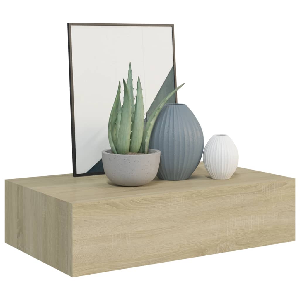 Wandschap met lade 40x23,5x10 cm MDF eikenkleurig is nu te koop bij PeponiXL, paradijselijk wonen!