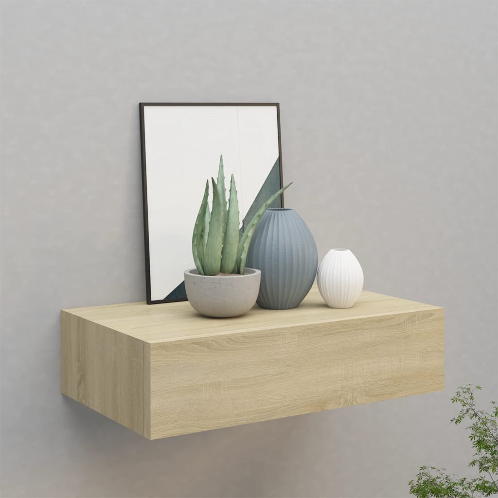 Wandschap met lade 40x23,5x10 cm MDF eikenkleurig is nu te koop bij PeponiXL, paradijselijk wonen!