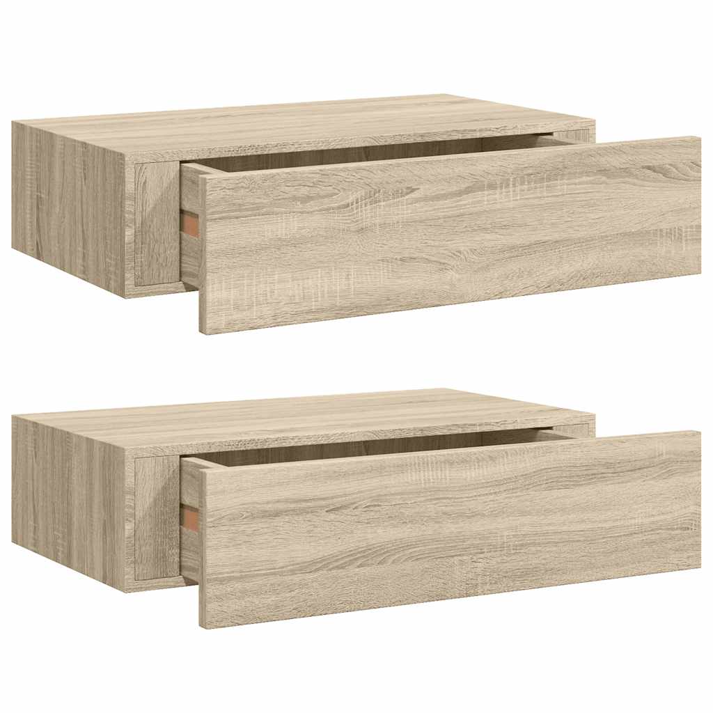 Wandschappen 2 st met lade 40x23,5x10 cm MDF eikenkleurig is nu te koop bij PeponiXL, paradijselijk wonen!