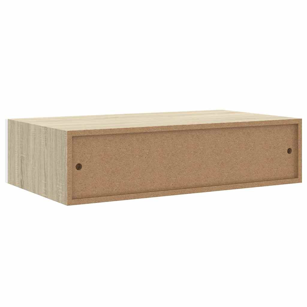 Wandladekast eiken en wit 40x23,5x10 cm MDF is nu te koop bij PeponiXL, paradijselijk wonen!