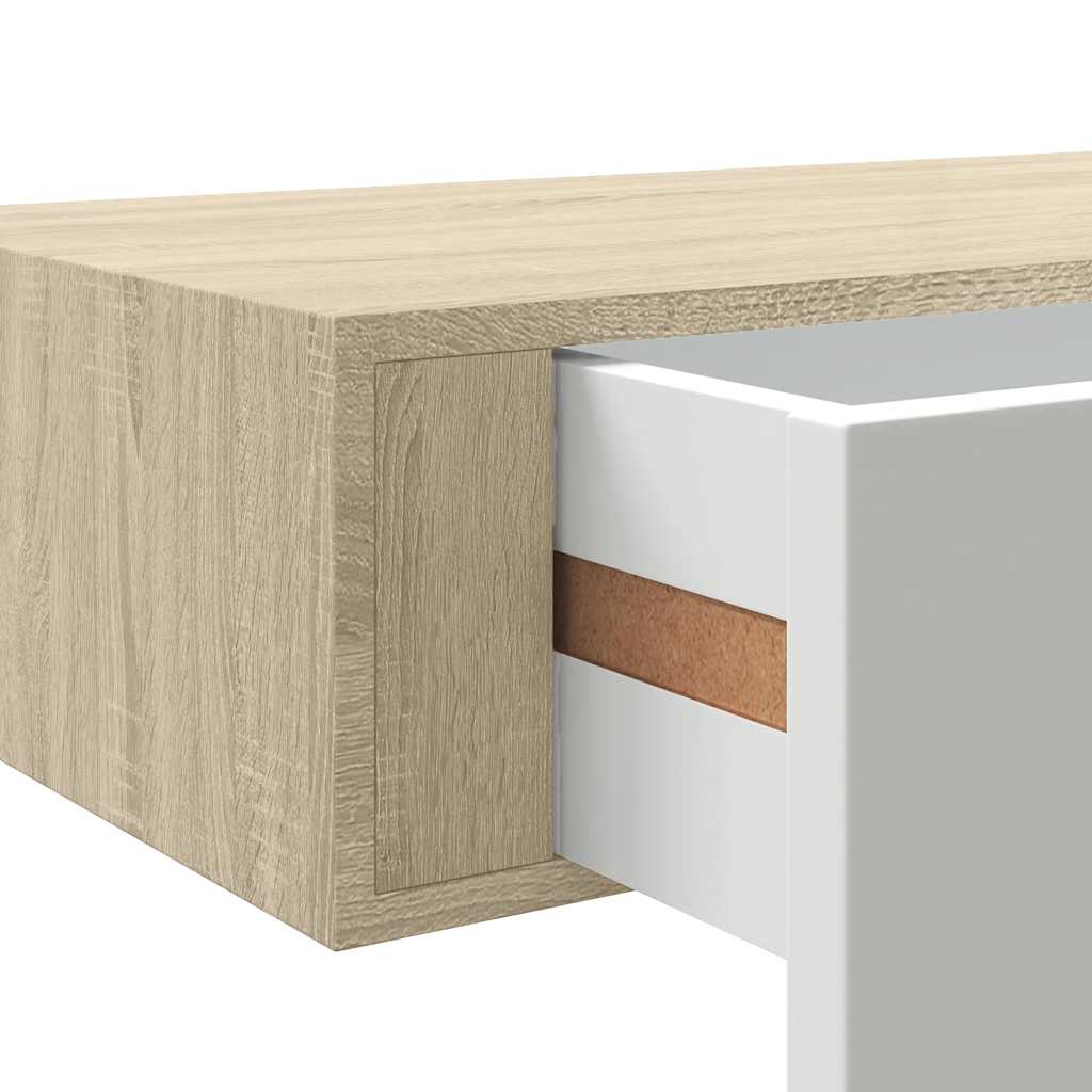 Wandladekast eiken en wit 40x23,5x10 cm MDF is nu te koop bij PeponiXL, paradijselijk wonen!