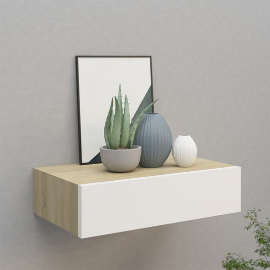 Wandladekast eiken en wit 40x23,5x10 cm MDF is nu te koop bij PeponiXL, paradijselijk wonen!