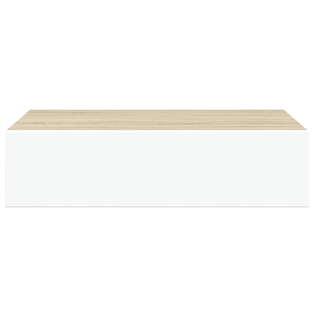Wandschappen 2 st met lade 40x23,5x10 cm MDF eikenkleur en wit is nu te koop bij PeponiXL, paradijselijk wonen!