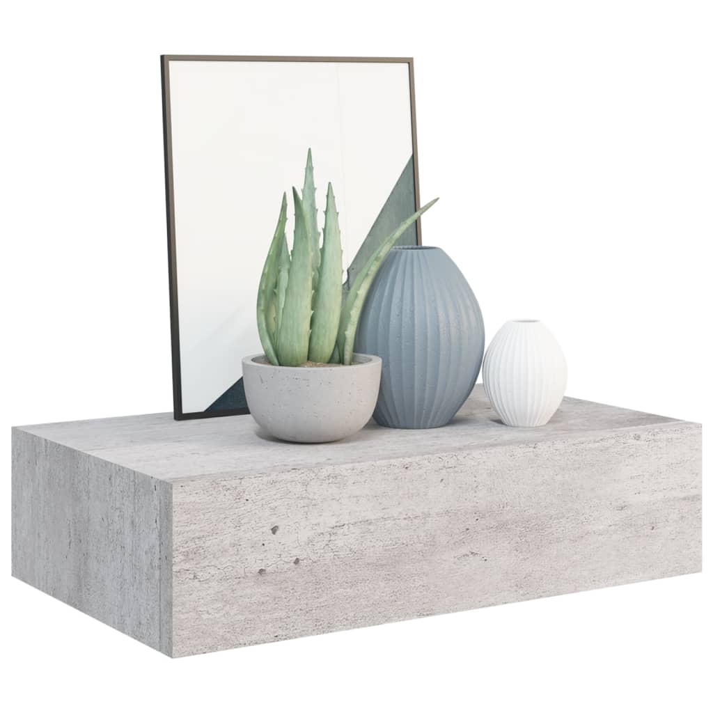Wandschap met lade 40x23,5x10 cm MDF betongrijs is nu te koop bij PeponiXL, paradijselijk wonen!