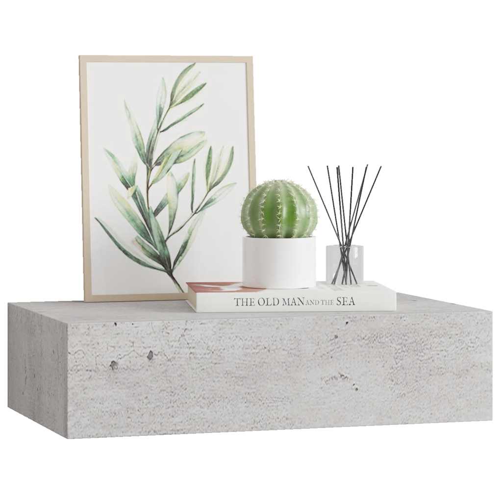 Wandschap met lade 40x23,5x10 cm MDF betongrijs is nu te koop bij PeponiXL, paradijselijk wonen!