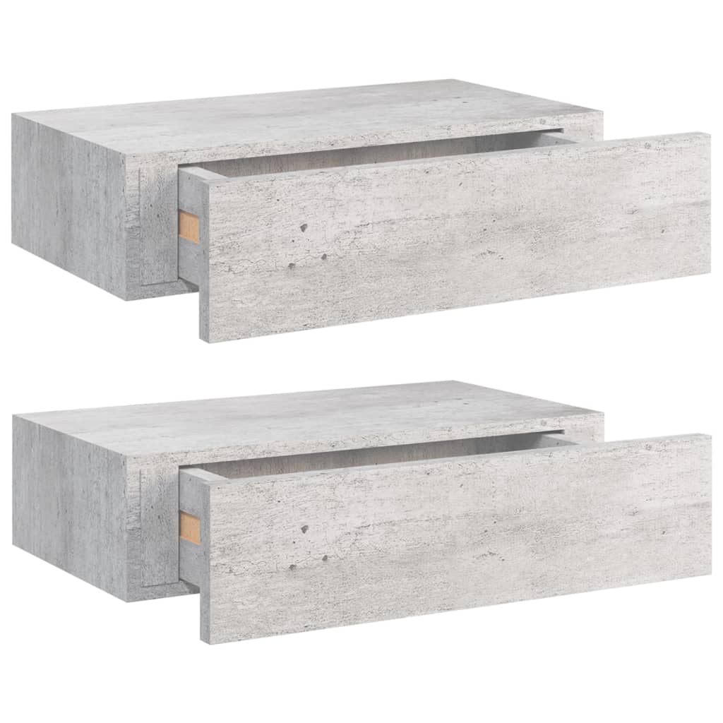 Wandschappen 2 st met lade 40x23,5x10 cm MDF betongrijs is nu te koop bij PeponiXL, paradijselijk wonen!