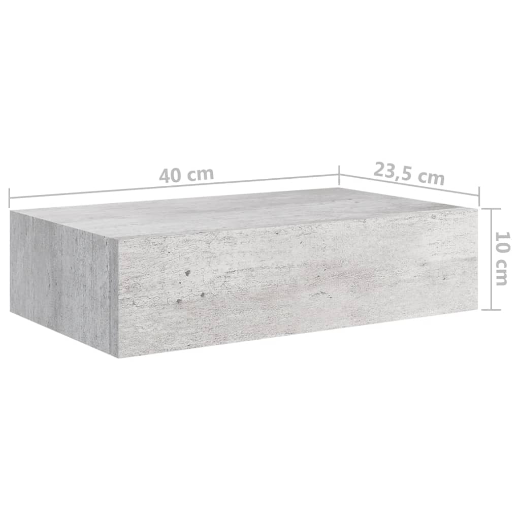 Wandschappen 2 st met lade 40x23,5x10 cm MDF betongrijs is nu te koop bij PeponiXL, paradijselijk wonen!