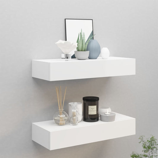 Wandschappen 2 st met lade 60x23,5x10 cm MDF wit is nu te koop bij PeponiXL, paradijselijk wonen!