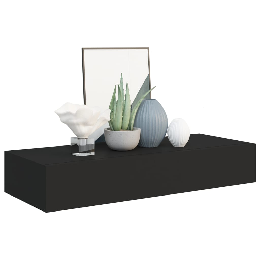 Wandschappen 2 st met lade 60x23,5x10 cm MDF zwart is nu te koop bij PeponiXL, paradijselijk wonen!