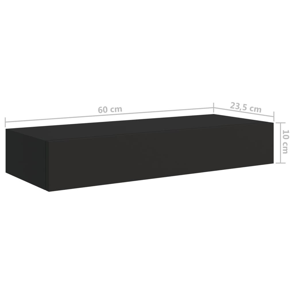 Wandschappen 2 st met lade 60x23,5x10 cm MDF zwart is nu te koop bij PeponiXL, paradijselijk wonen!