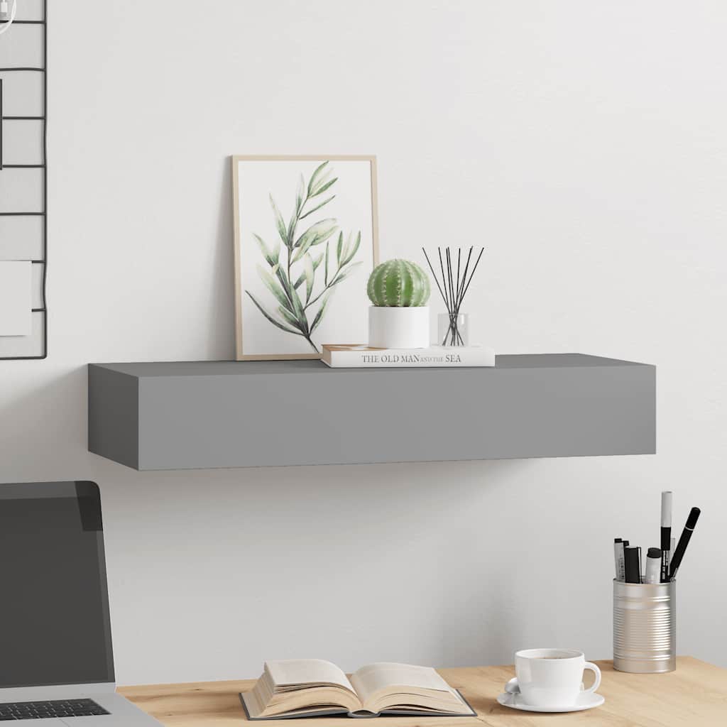 Wandschap met lade 60x23,5x10 cm MDF grijs is nu te koop bij PeponiXL, paradijselijk wonen!