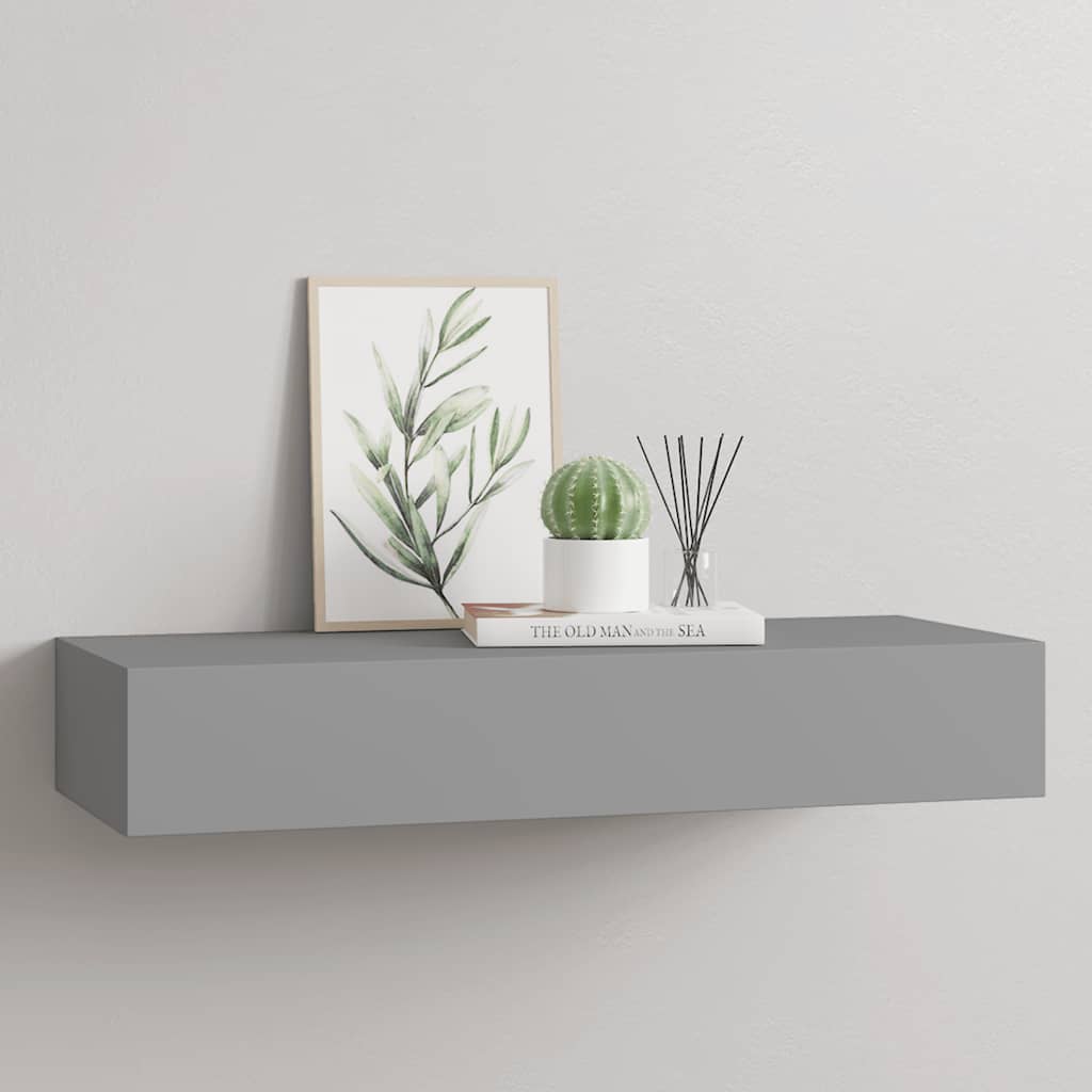 Wandschap met lade 60x23,5x10 cm MDF grijs is nu te koop bij PeponiXL, paradijselijk wonen!