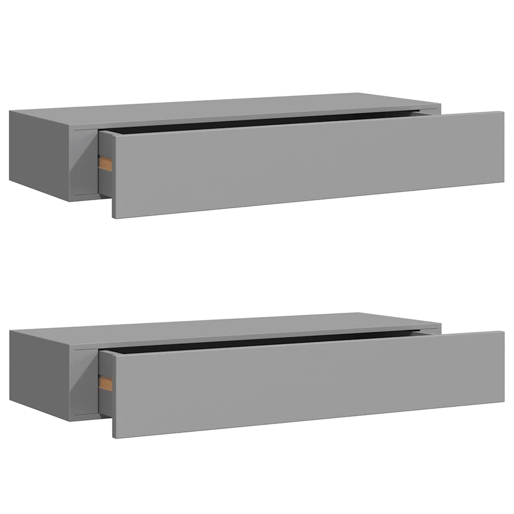 viaXL Wandschappen 2 st met lade 60x23,5x10 cm MDF grijs is nu te koop bij PeponiXL, paradijselijk wonen!