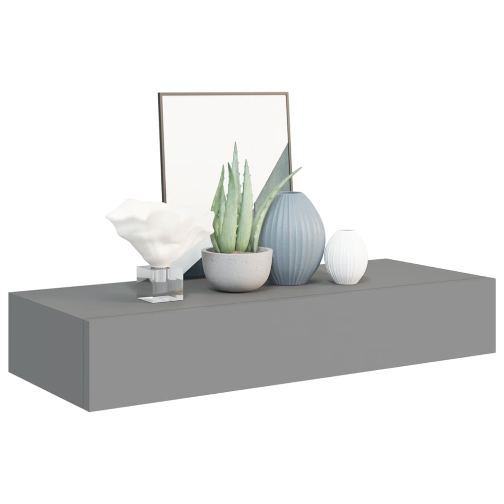 viaXL Wandschappen 2 st met lade 60x23,5x10 cm MDF grijs is nu te koop bij PeponiXL, paradijselijk wonen!
