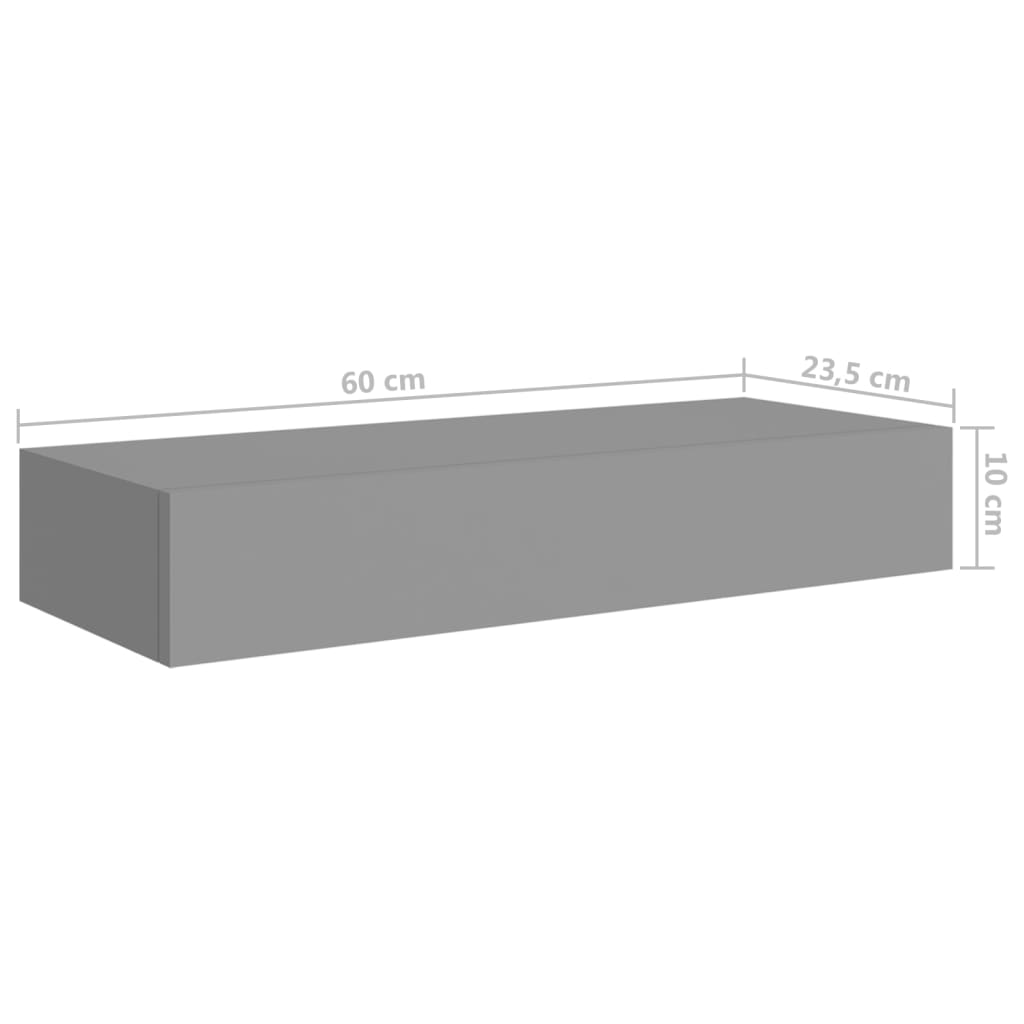 viaXL Wandschappen 2 st met lade 60x23,5x10 cm MDF grijs is nu te koop bij PeponiXL, paradijselijk wonen!