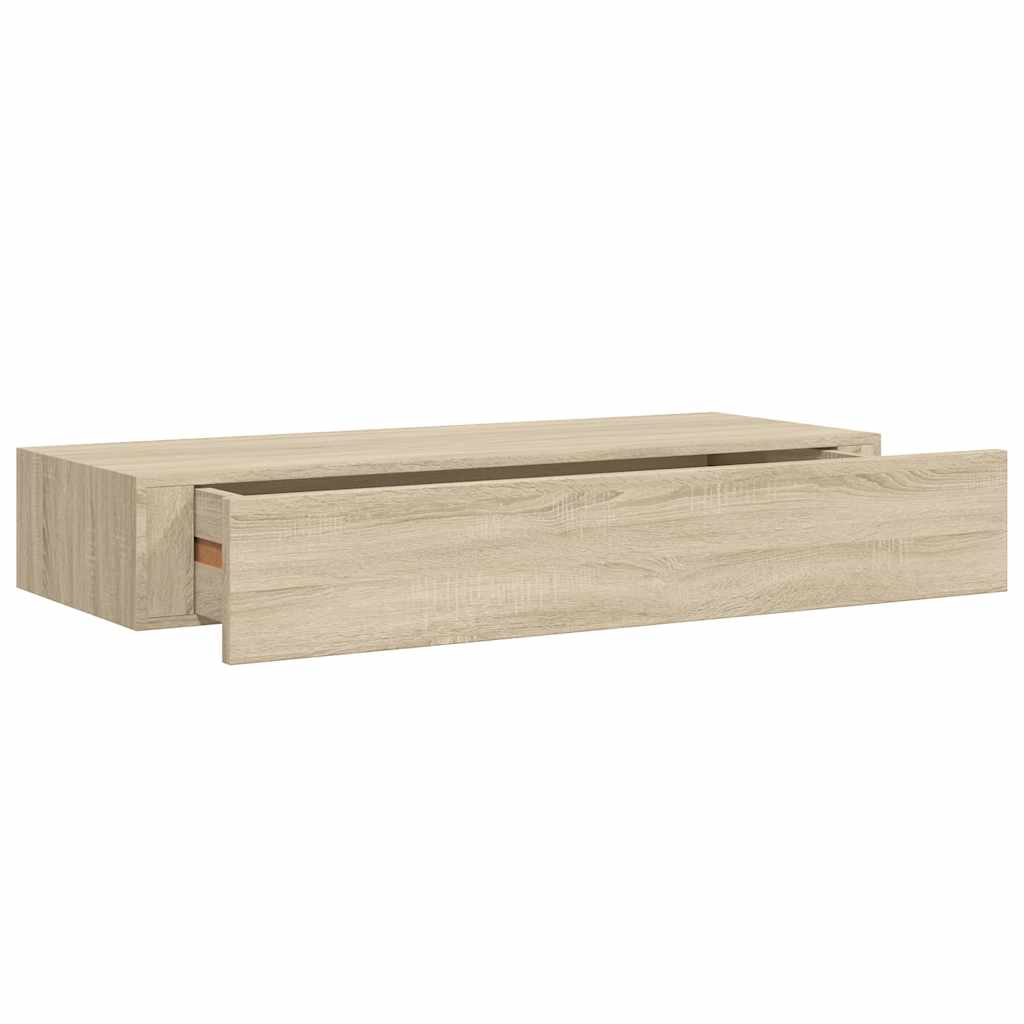 viaXL Wandschappen 2 st met lade 60x23,5x10 cm MDF eikenkleurig is nu te koop bij PeponiXL, paradijselijk wonen!