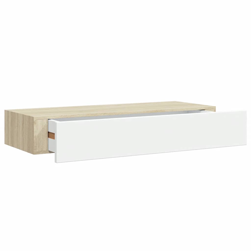 Wandladekast eiken en wit 60x23,5x10cm MDF is nu te koop bij PeponiXL, paradijselijk wonen!