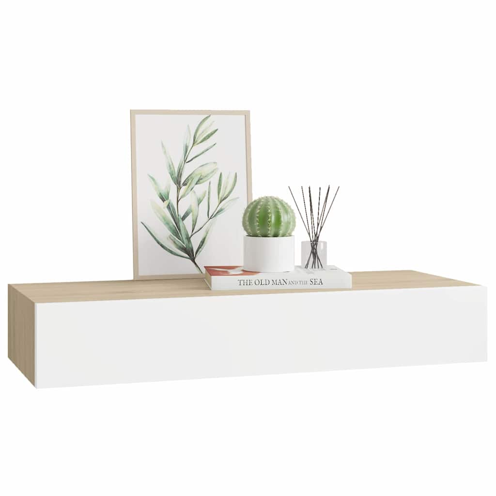 Wandladekast eiken en wit 60x23,5x10cm MDF is nu te koop bij PeponiXL, paradijselijk wonen!