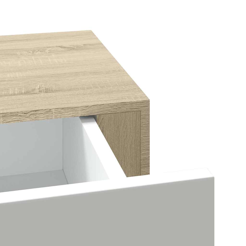 Wandladekast eiken en wit 60x23,5x10cm MDF is nu te koop bij PeponiXL, paradijselijk wonen!