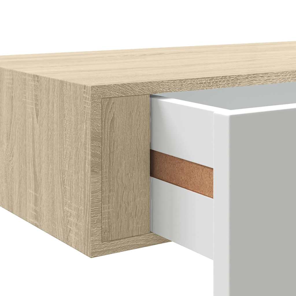 Wandladekast eiken en wit 60x23,5x10cm MDF is nu te koop bij PeponiXL, paradijselijk wonen!