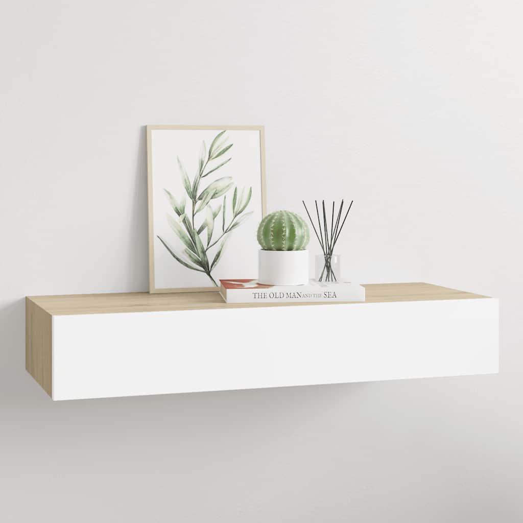 Wandladekast eiken en wit 60x23,5x10cm MDF is nu te koop bij PeponiXL, paradijselijk wonen!