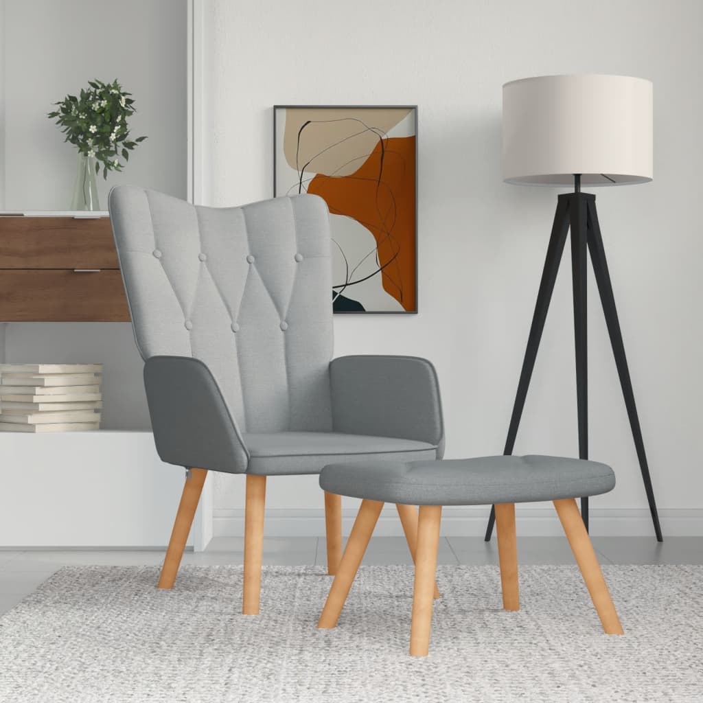Relaxstoel met voetenbank stof lichtgrijs is nu te koop bij PeponiXL, paradijselijk wonen!