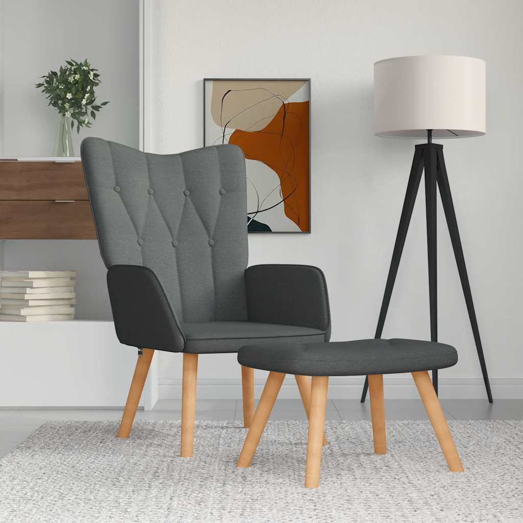 Relaxstoel met voetenbank stof donkergrijs is nu te koop bij PeponiXL, paradijselijk wonen!