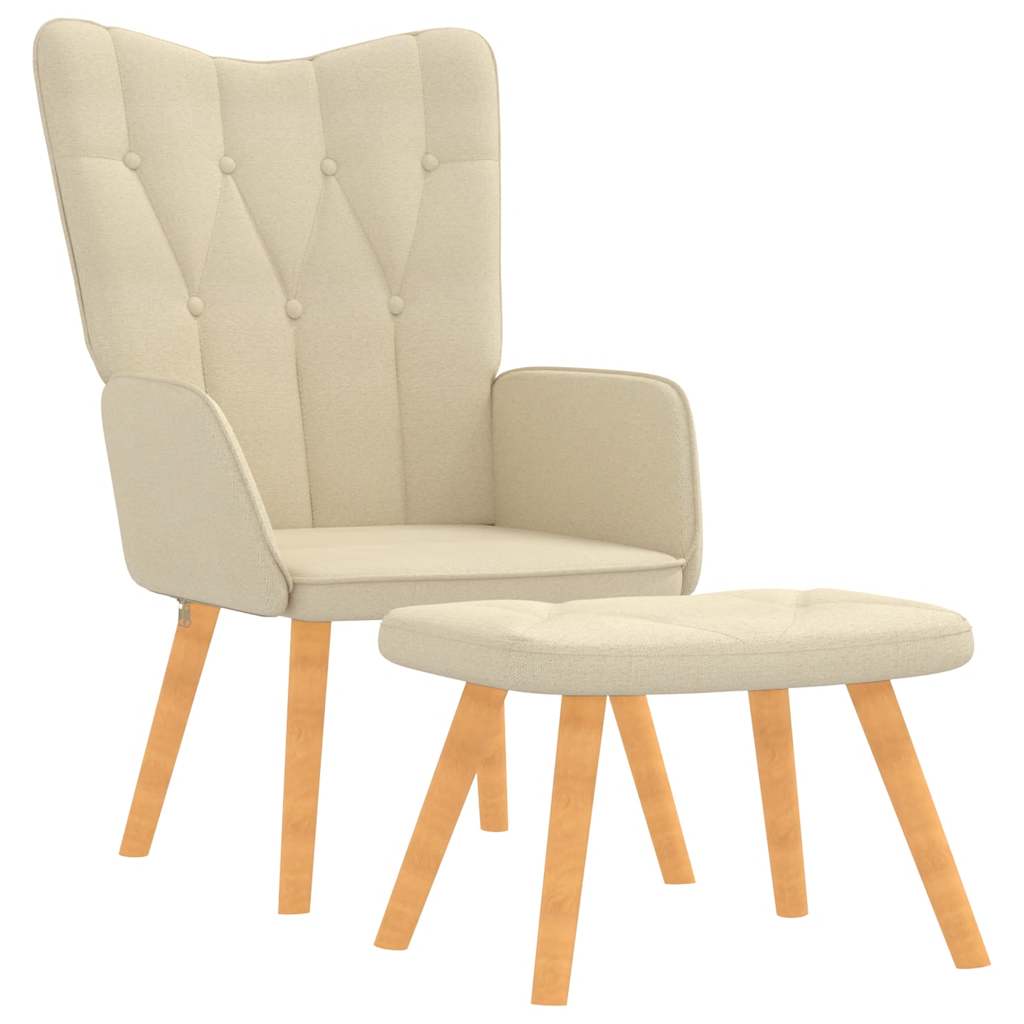 Relaxstoel met voetenbank stof crèmekleurig is nu te koop bij PeponiXL, paradijselijk wonen!