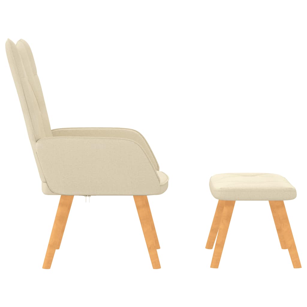 Relaxstoel met voetenbank stof crèmekleurig is nu te koop bij PeponiXL, paradijselijk wonen!