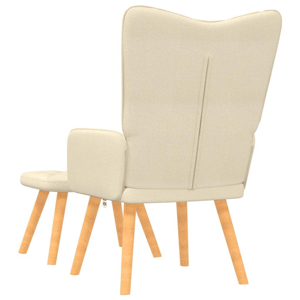 Relaxstoel met voetenbank stof crèmekleurig is nu te koop bij PeponiXL, paradijselijk wonen!