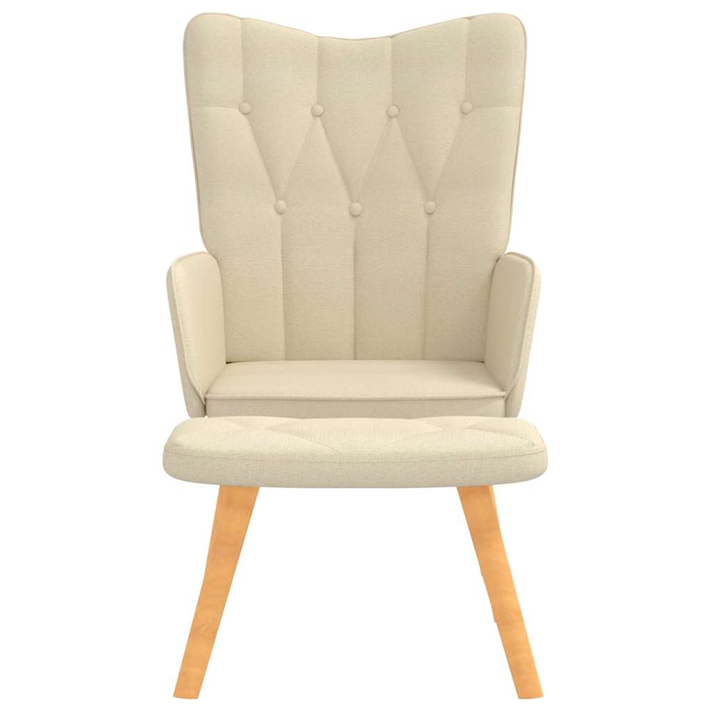 Relaxstoel met voetenbank stof crèmekleurig is nu te koop bij PeponiXL, paradijselijk wonen!