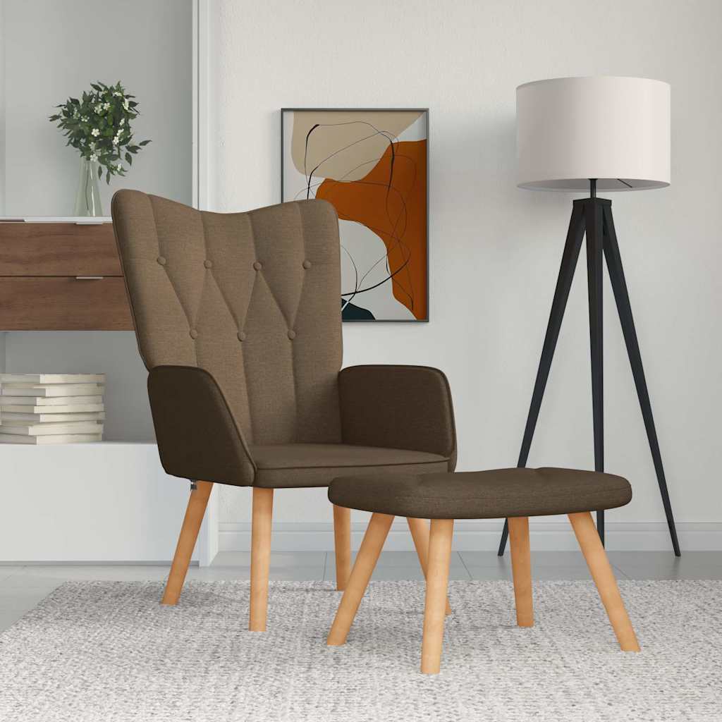 Relaxstoel met voetenbank stof bruin is nu te koop bij PeponiXL, paradijselijk wonen!