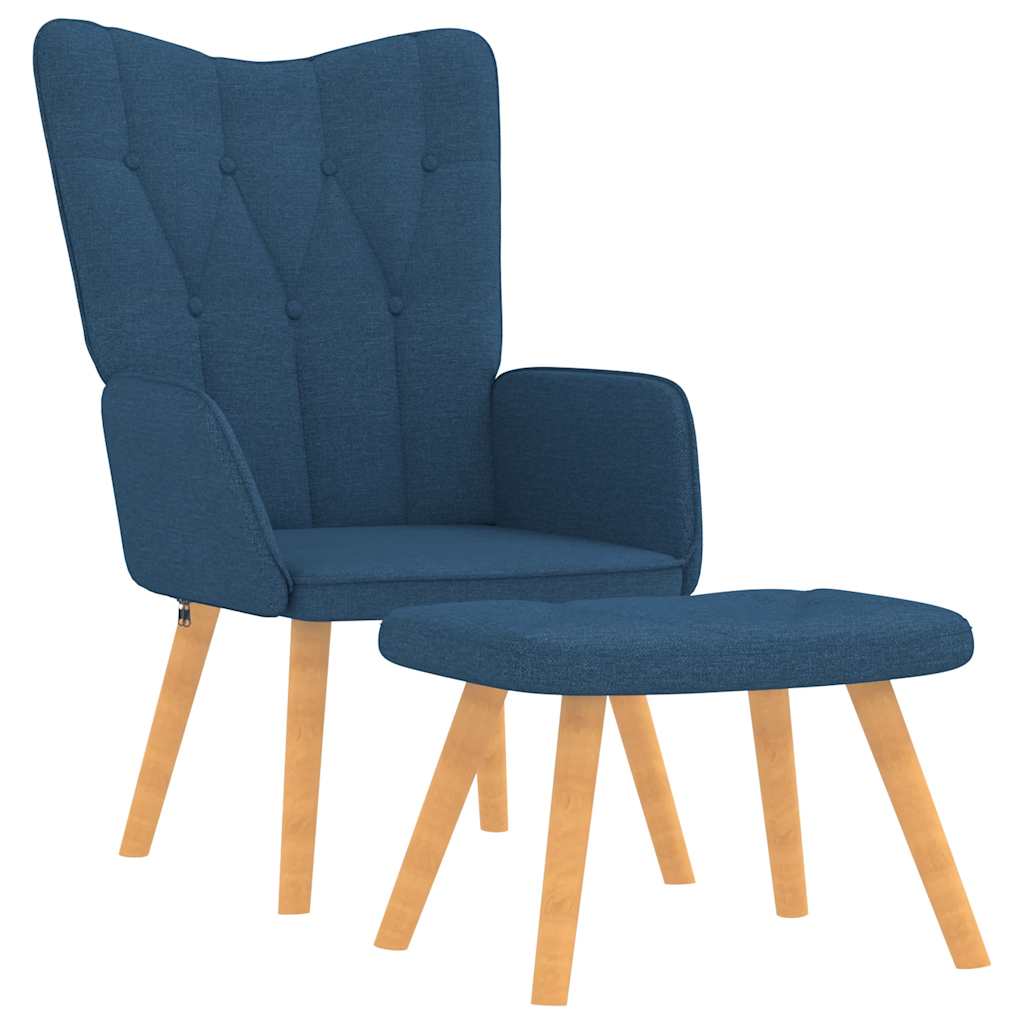 Relaxstoel met voetenbank stof blauw is nu te koop bij PeponiXL, paradijselijk wonen!