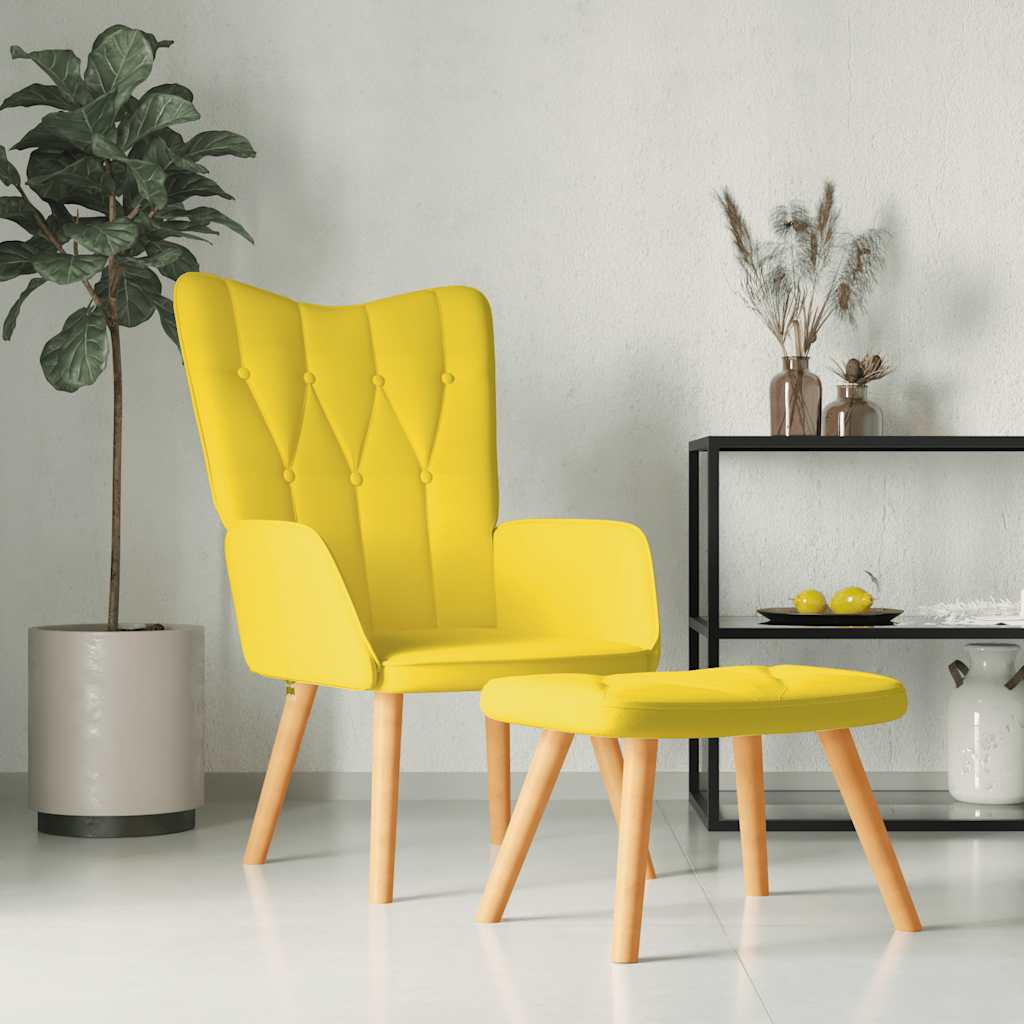 Relaxstoel met voetenbank stof mosterdgeel is nu te koop bij PeponiXL, paradijselijk wonen!