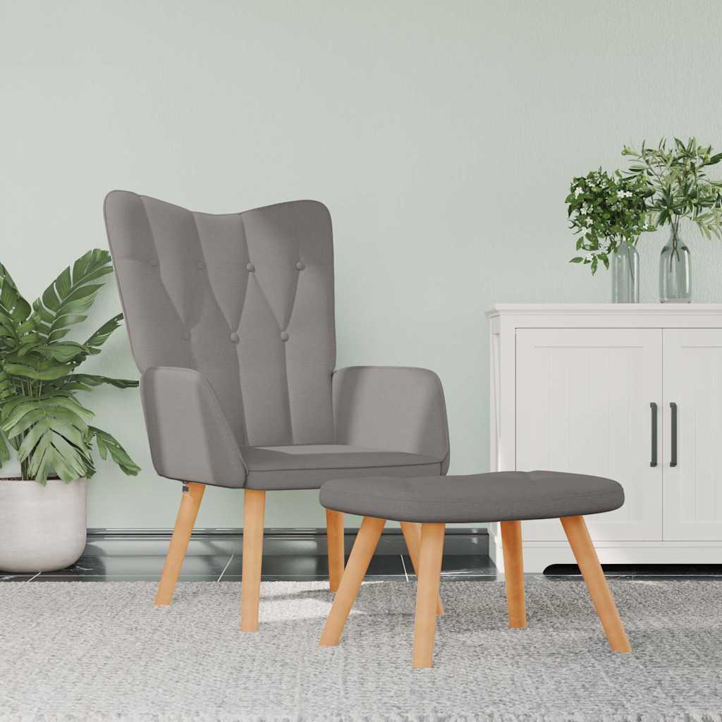 Relaxstoel met voetenbank stof taupe is nu te koop bij PeponiXL, paradijselijk wonen!