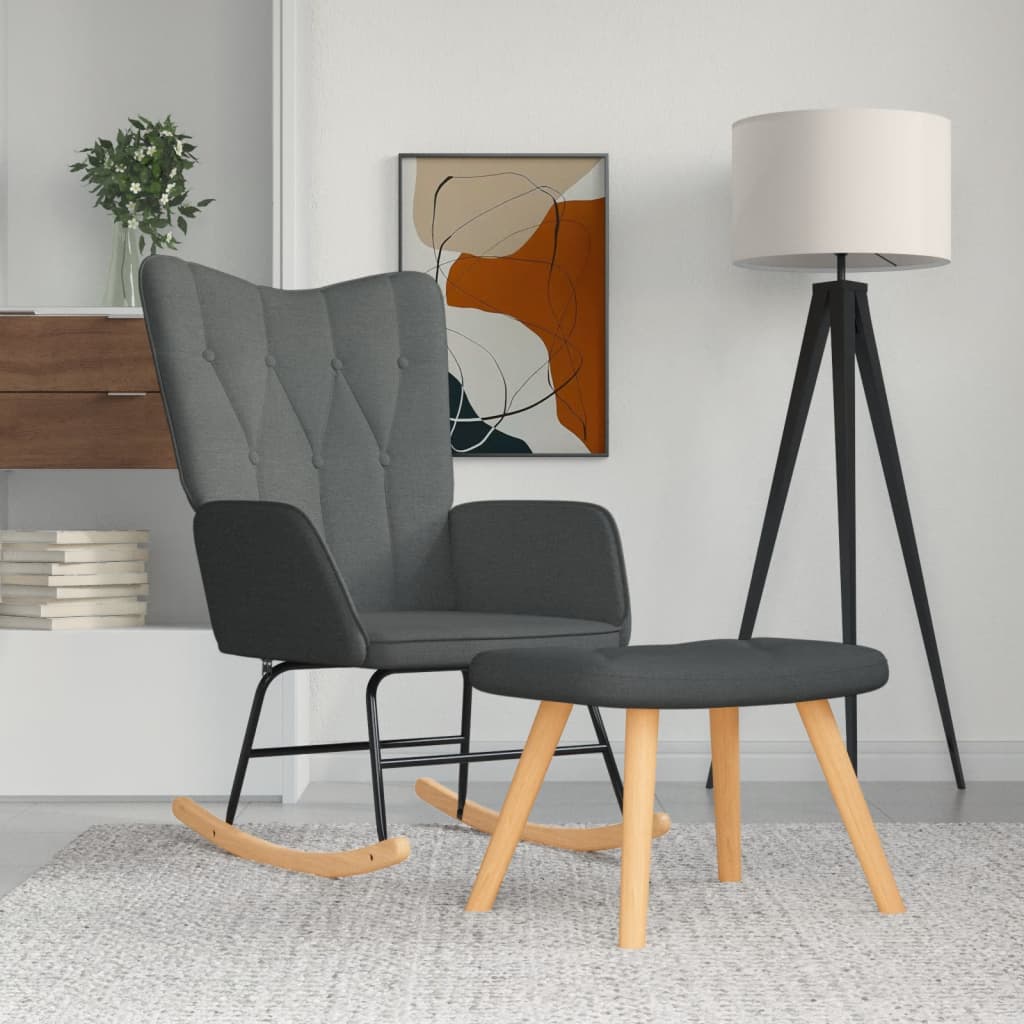 Schommelstoel met voetenbank stof donkergrijs is nu te koop bij PeponiXL, paradijselijk wonen!