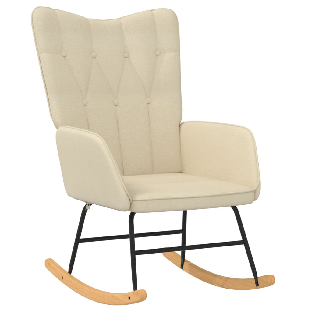 Schommelstoel met voetenbank stof crèmekleurig is nu te koop bij PeponiXL, paradijselijk wonen!