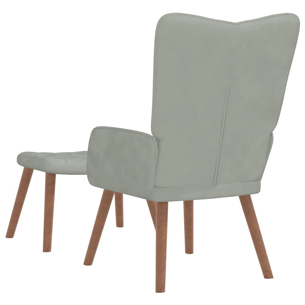 Relaxstoel met voetenbank fluweel lichtgrijs is nu te koop bij PeponiXL, paradijselijk wonen!