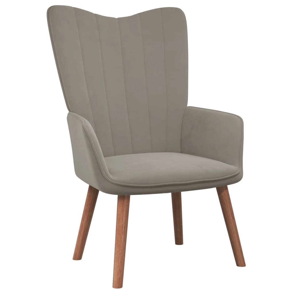 Relaxstoel met voetenbank fluweel lichtgrijs is nu te koop bij PeponiXL, paradijselijk wonen!
