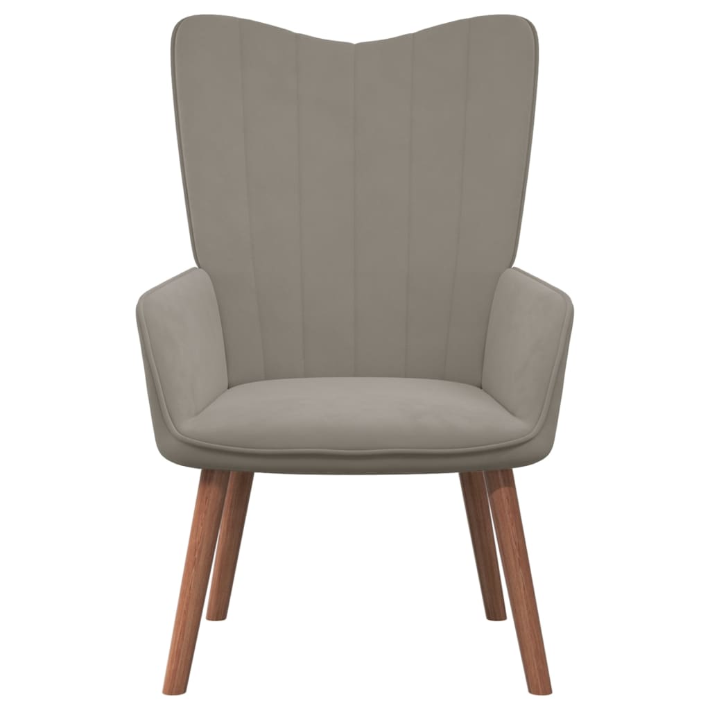 Relaxstoel met voetenbank fluweel lichtgrijs is nu te koop bij PeponiXL, paradijselijk wonen!