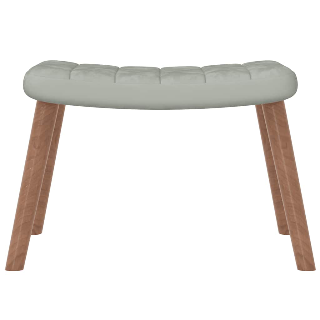 Relaxstoel met voetenbank fluweel lichtgrijs is nu te koop bij PeponiXL, paradijselijk wonen!