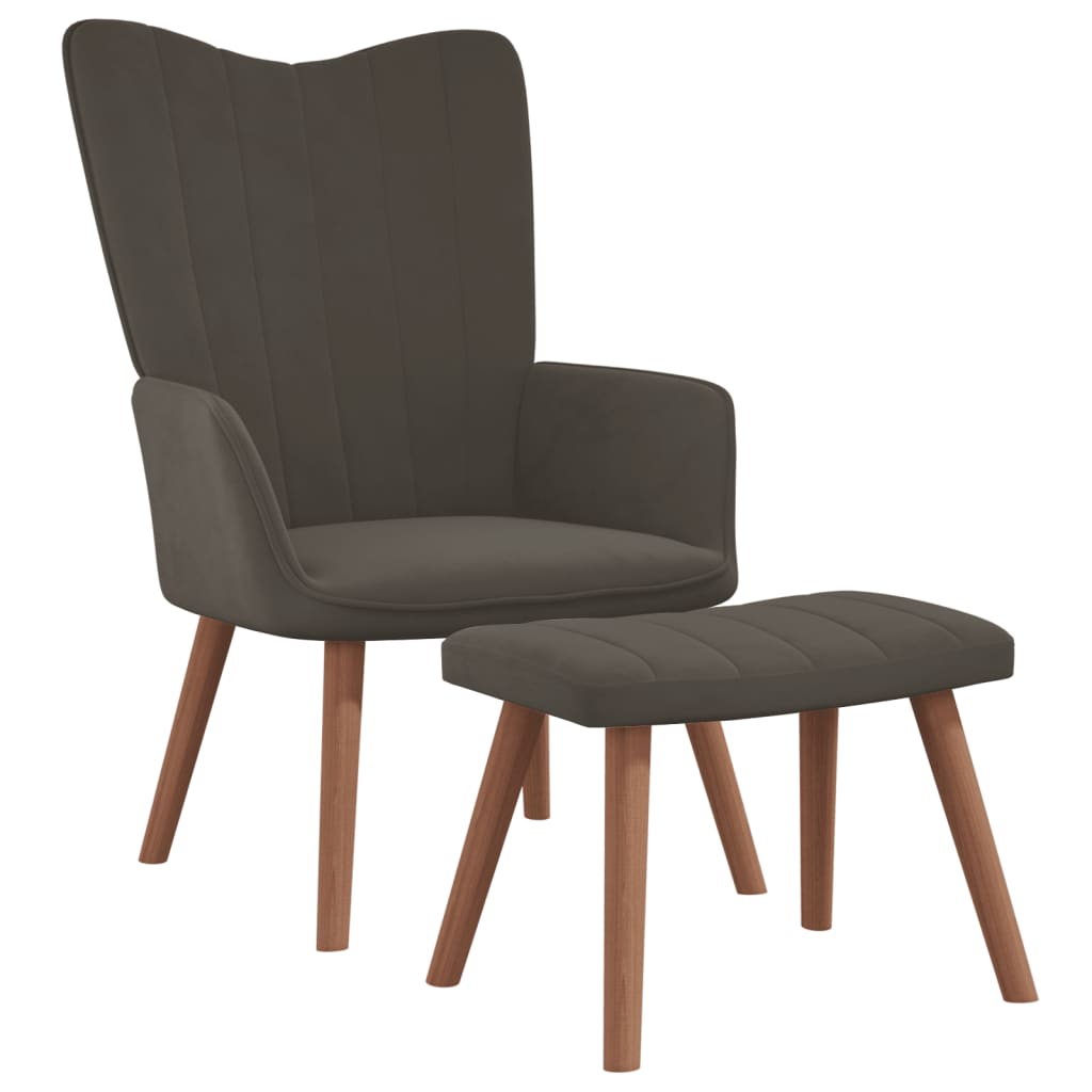 Relaxstoel met voetenbank fluweel donkergrijs is nu te koop bij PeponiXL, paradijselijk wonen!