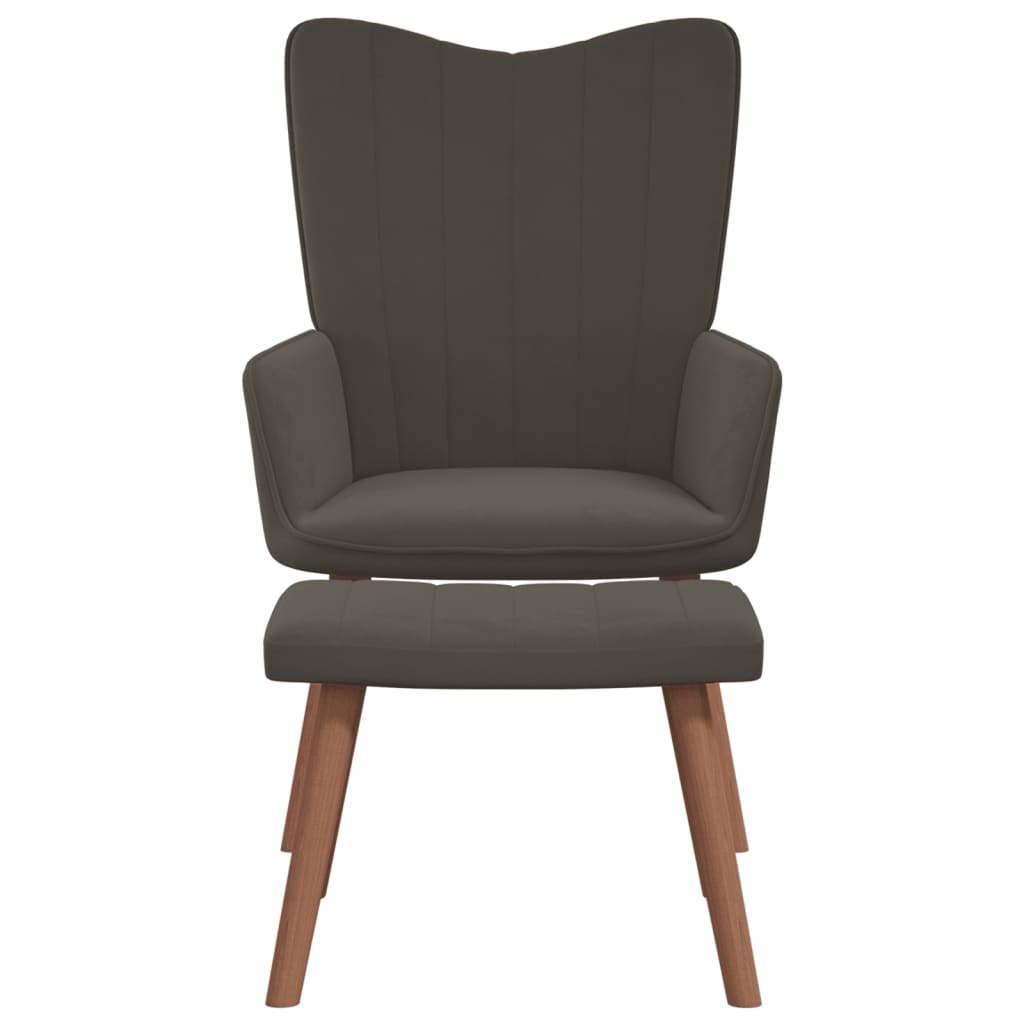 Relaxstoel met voetenbank fluweel donkergrijs is nu te koop bij PeponiXL, paradijselijk wonen!