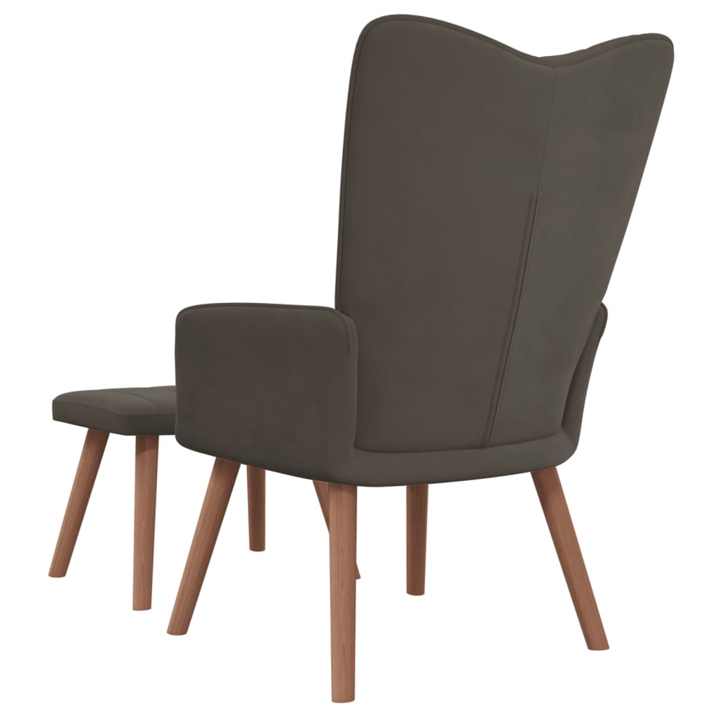 Relaxstoel met voetenbank fluweel donkergrijs is nu te koop bij PeponiXL, paradijselijk wonen!
