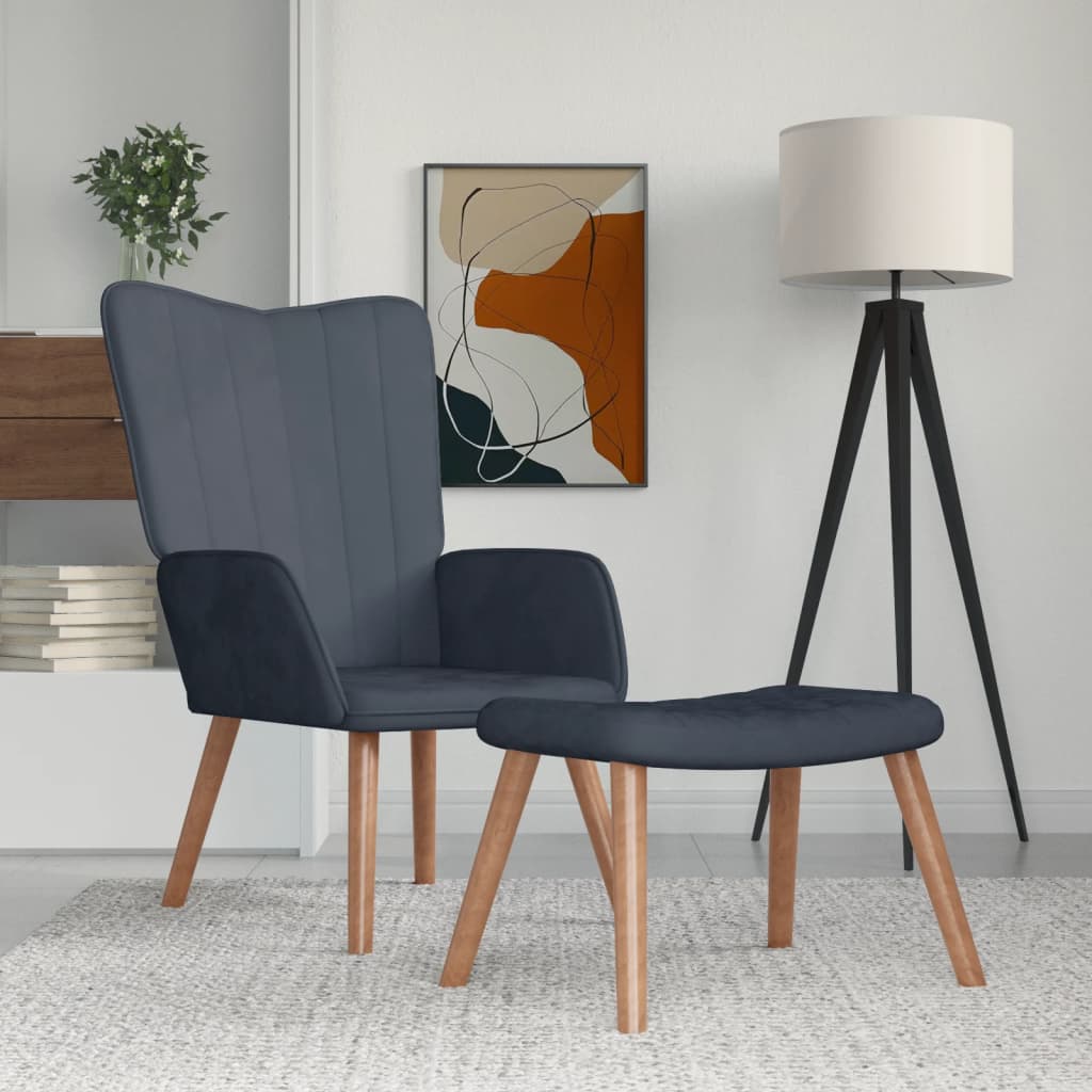 Relaxstoel met voetenbank fluweel donkergrijs is nu te koop bij PeponiXL, paradijselijk wonen!