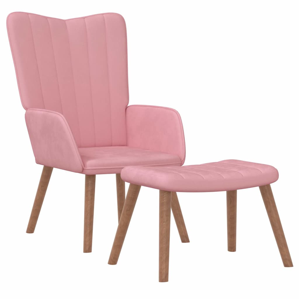 Relaxstoel met voetenbank fluweel roze is nu te koop bij PeponiXL, paradijselijk wonen!
