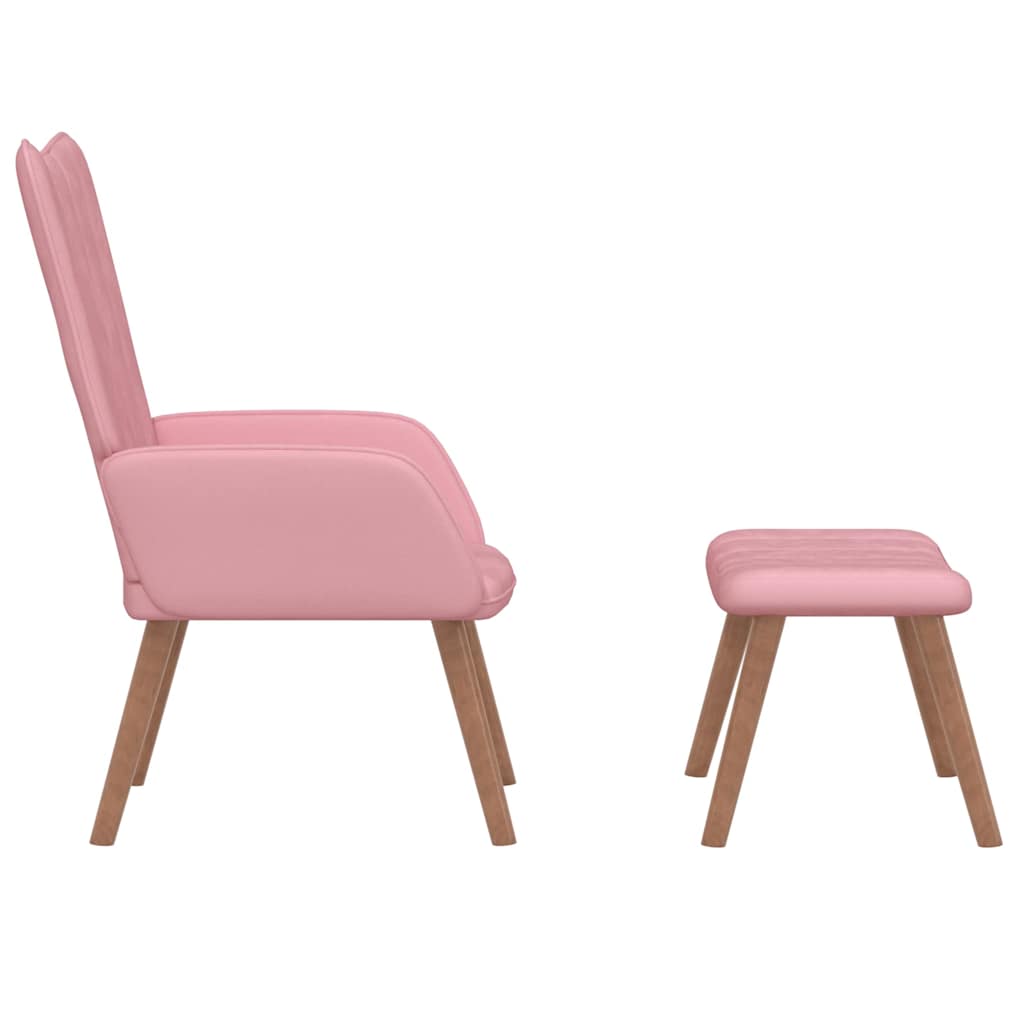 Relaxstoel met voetenbank fluweel roze is nu te koop bij PeponiXL, paradijselijk wonen!