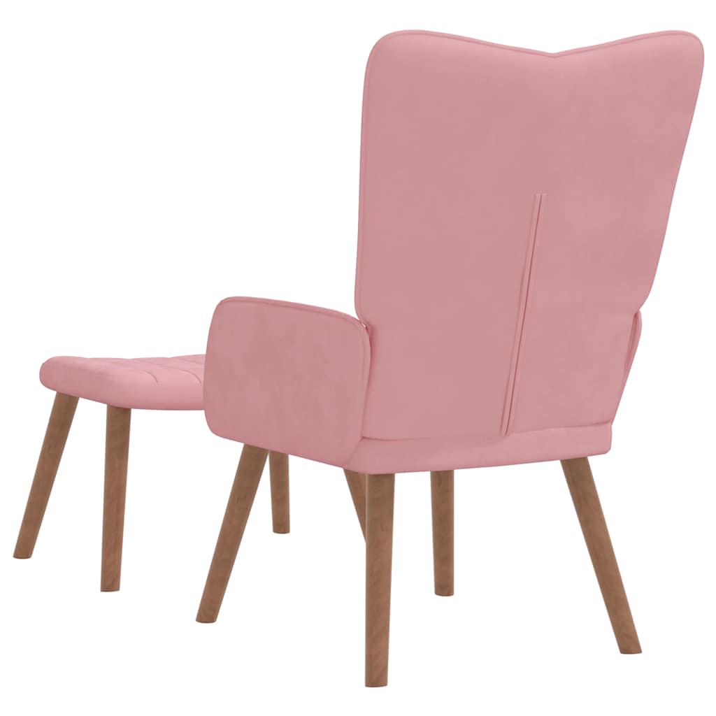 Relaxstoel met voetenbank fluweel roze is nu te koop bij PeponiXL, paradijselijk wonen!