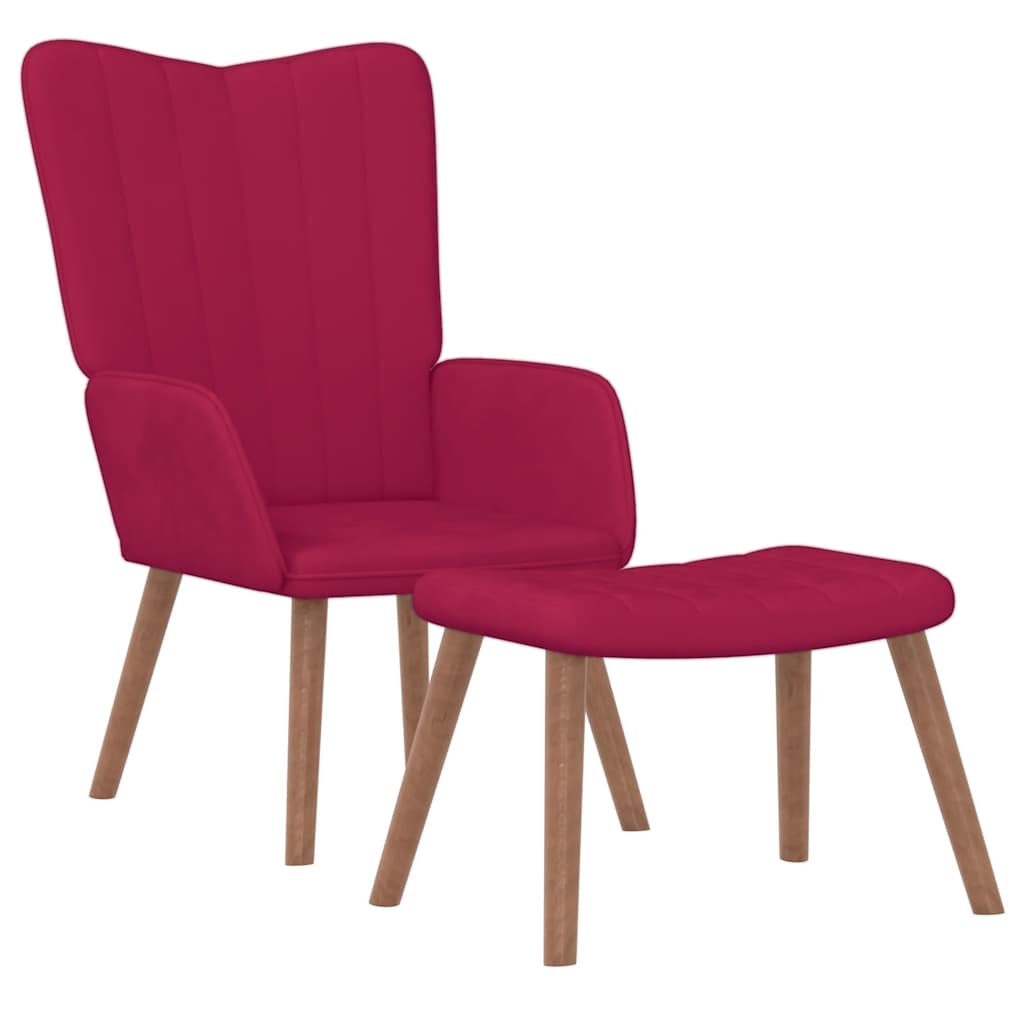 Relaxstoel met voetenbank fluweel wijnrood is nu te koop bij PeponiXL, paradijselijk wonen!